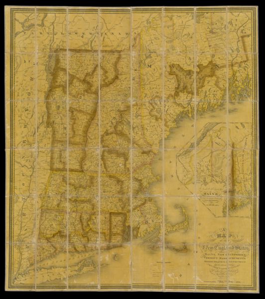 A Map of the New England States Maine New Hampshire Vermont Massachusetts Rhode Island & Connecticut with the adjacent parts of New York & Lower Canada Compiled and Published by Nathan Hale Boston 1826