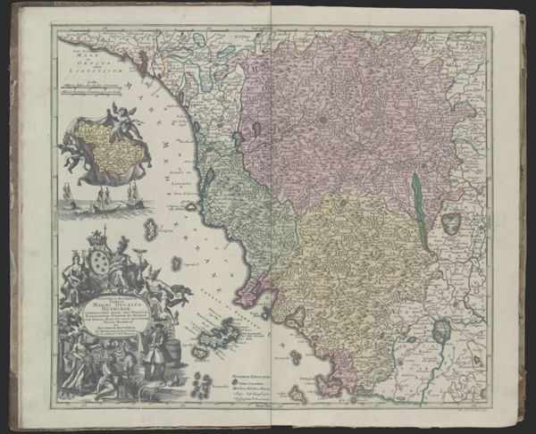 Novissima et accuratior tabella magni ducatûs Hetruriæ complectens hodie tria territor: Florentium, Pisanum et Senense cum Insula Elba et locis Quibusdam Vallis Magræ. etc.