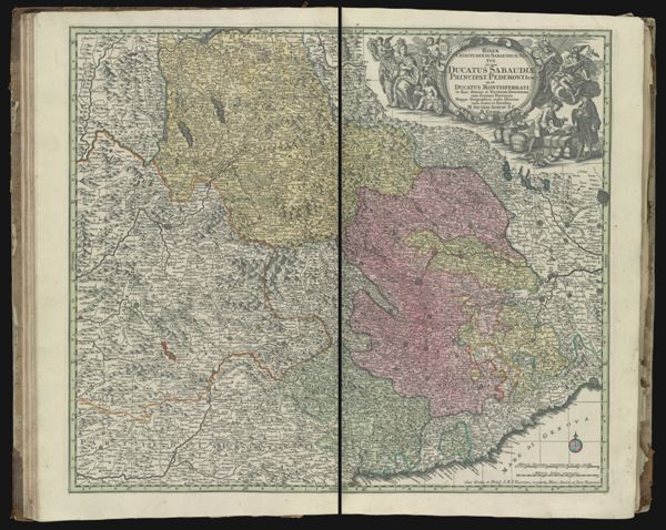 Regiae celsitudinis Sabaudiciae status in quo Ducatus Sabaudiae, Principat. Pedemontium, ut et Ducatus Montisferrati in suas ditiones et territoria determinati cum finitimis provinciis mappa geographica.