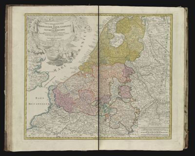 Tabula generalis totius Belgii qua Provinciae XVII. Infer. Germaniae olim sub S.I.R. Circulo Burgundiae comprehensae nunc in varias potentias tum liberas, utpote Prov. VII Foederatas, tum reliquas Hispaniae et Galliae coronis subjectas, separatae ostenduntur.