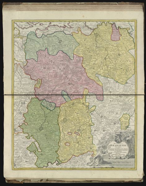 Ducatus Brabantiæ nova tabula in qua Lovanii, Bruxellarum, March S. Imperii Sylvae Ducis, et Mechliniae dominia in suas quasque minores ditiones subdivisa ostenduntur...
