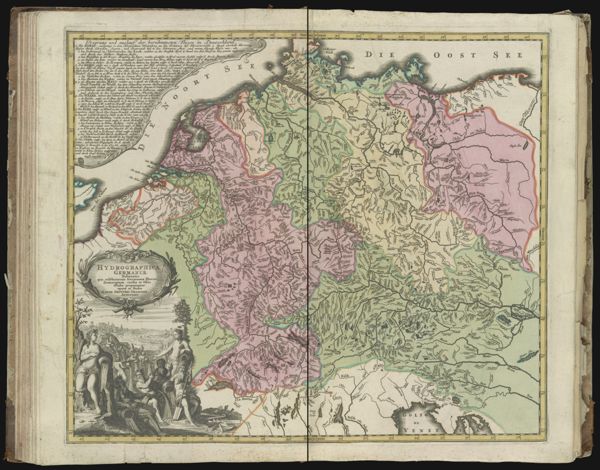 Hydrographica Germaniæ delineato qua celebriorum Germaniae fluvior scaturgines, cursus et ostia oculis proponutur. || Hydrographics of Germany drawn as Germany's famous river sources, courses, and estuaries that are set forth.