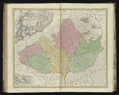 Tabula generalis Marchionatus Moraviae in sex circulos divisae quos mandato Caesareo accurate hac mappa delineatus exhibet.