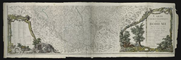 Carte chorographique de la Boheme divisée en 12 cercles avec le Comté de Glatz et le territoire d'Egra en neuf feuilles galles aux vingt-cinq Petittea. [Composite of middle 3 sections]