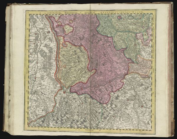 Plate 7 [of an incomplete 9 map set covering Southwest Germany - see notes for positioning] [Text in margin: a.d.M. Durlae. Brisgovia Septentrio Landgraviatus Baar ad Schafhaus ad Ord Teut ad Stuhlin]