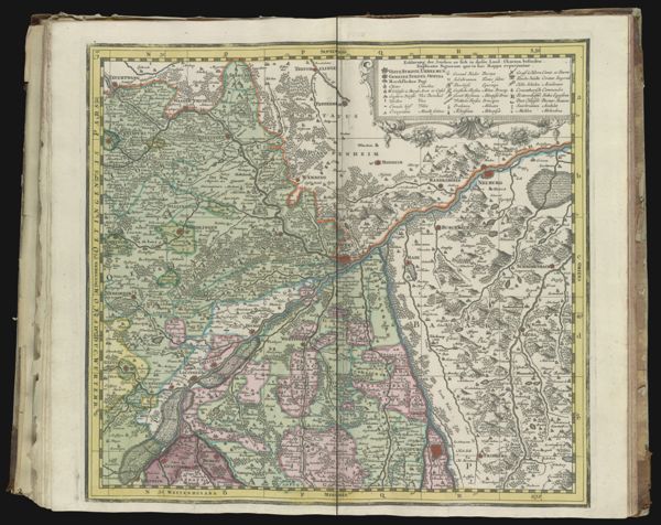 Plate 3 [of an incomplete 9 map set covering Southwest Germany - see notes for positioning] [Text in margin: Com. Oetingensis Pars Ad Duc. Wurtemb. Wettenhusana]