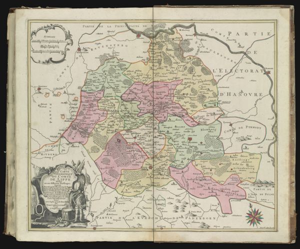 Carte Géographique Du Comté Du Lippe, divisée en sas differens Bailliages...