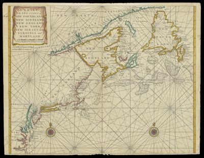Chart of the Sea Coast of New Foundland, New Scotland, New England, New York, New Jersey, with Virginia and Maryland.