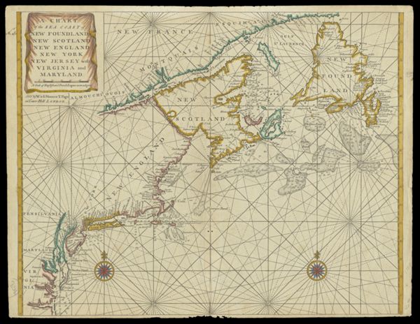 Chart of the Sea Coast of New Foundland, New Scotland, New England, New York, New Jersey, with Virginia and Maryland.