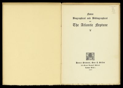 Notes Biographical and Bibliographical on The Atlantic Neptune [Title page]