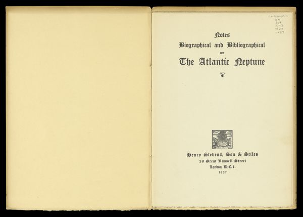 Notes Biographical and Bibliographical on The Atlantic Neptune [Title page]