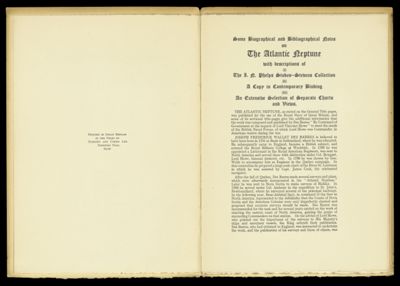 Some Biographical and Bibliographical Notes on The Atlantic Neptune with descriptions of (i) The I.N. Phelps Stokes - Stevens Collection [...]
