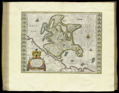 Rugia Insula ac Ducatrus accuratissime descripta ab E. Lubino. Adjecta sunt ad utrumque latis Baronum et Nobilium antiquissimarum Familiarum in Insula Rugia habitantium, juxta alphabeti ordinem, Insignia. Arces nobilium pleraeqe hoc signo notantur.