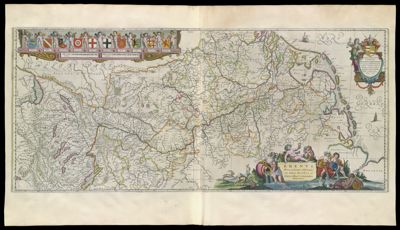 Rhenus Fluviorum Europae celeberrimus, cum Mosa, Mosella, et reliquis, in illum se exonerantibus, fluminibus.