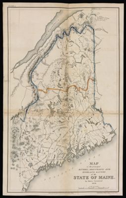 Map of the principal rivers, mountains and highland ranges of the State of Maine.
