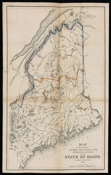 Map of the principal rivers, mountains and highland ranges of the State of Maine.