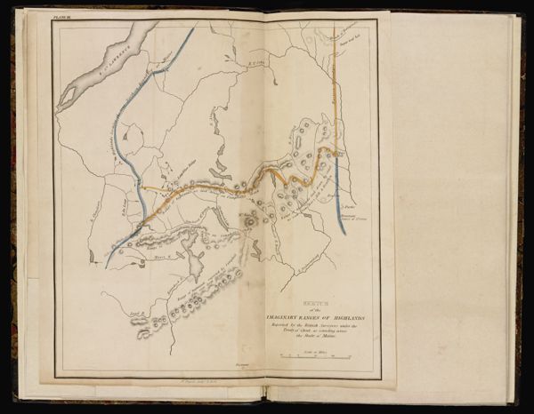 Sketch of the imaginary ranges of highlands reported by the British surveyors under the Treaty of Ghent, as extending across the State of Maine.
