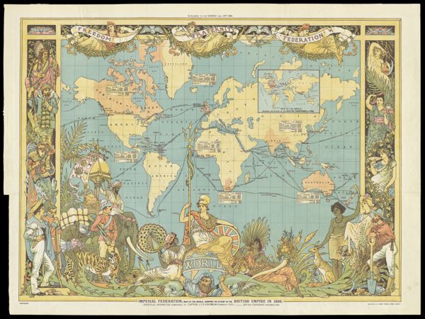 Imperial Federation -- map of the world showing the extent of the British Empire in 1886.