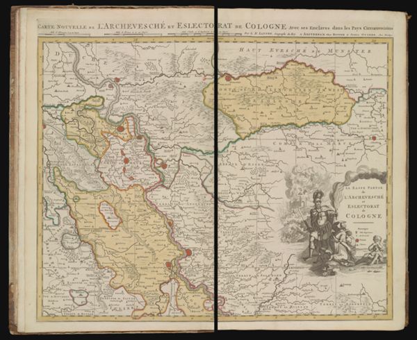 Carte Nouvelle de L'Archevesché et Eslectorat de Cologne avec ses enclaves dans les pays Circomuoisins; Lower Part of the Archdiocese and Electorate of Cologne; New Map of The Archdiocese and Ele
