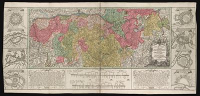 Charte Geographique De La Campagne Du Haut Rhin Pour L'année MDCCXXXIV Contenant Tous les Mouvemens Marches et Contremarches Des Armées Imperiales et Francoises Comme de même Une Designation du Rhine Puis Le Lac