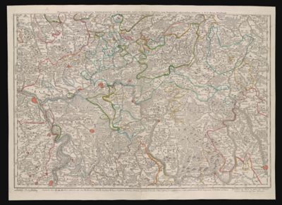 Principatus & Comitatus Superioris Ysenburgensis, ac Hanoviensis, nova et accurata Tabula, cum Regionibus adjacentibus...