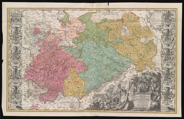 Ducatus Electorat et Principat DVCVM Saxoniae Prout illorum conditio hodierna est Geographice consignati