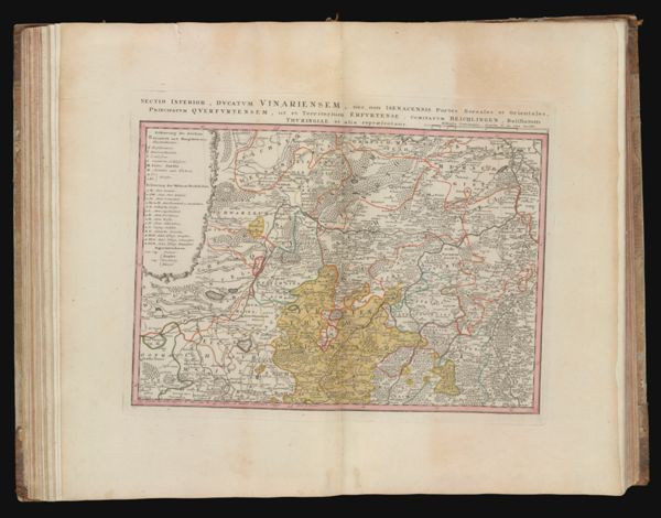 Sectio inferior, ducatum Vinariensem, nec non Isenacensis Partes Boreales et Orientales, principatum, ut ue Territorium Erfurtense, comitatum Beichlingen, Balifiatum, Thuringiae et alia reprae sentans [Similar to map which follows in volume]