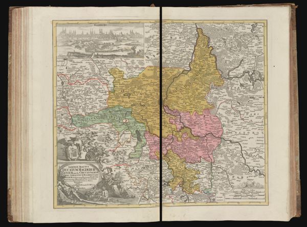 Saxoniæ Tractus ducatum Magdeburgensem cum suo Circulo Salico Princ: Anhaltinum Halberstadiensem finitimarumque Regionum Electoratus nempe Brandenburg: Saxoniaeducatus Brunsvicensis etc. Partes Ostendens