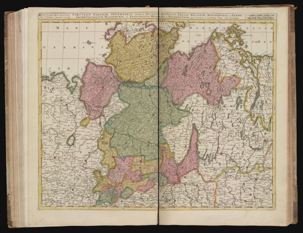 Circulus Saxoniæ Inferioris divisa in ducatus Brunsici, Zellæ, Hosatiæ, Meklenburgi et Bremæ Archiepiscopatum Magdeburgi; et Episcopatus Hildesii et Halberstadii...