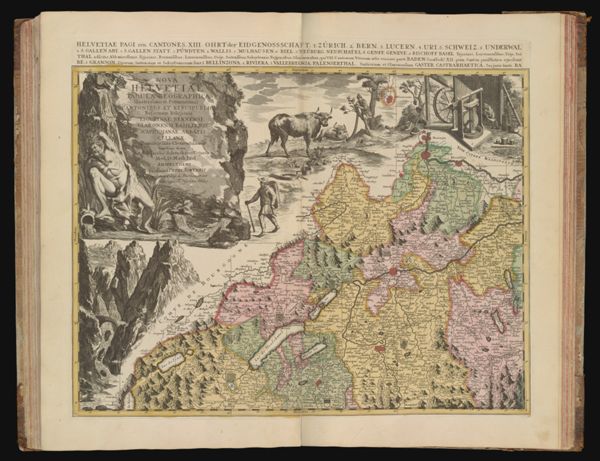 [Sheet 1 of 4 sheet set] [Cartouche reads:] Nova Helvetiae Tabula Geographica Illustrissimis et Potentissimis Cantonibus et Rebuspublicis Reformatae Religionis Tigurinae. Bernensi. Glaronensi. Basiliensi. Scaphusianae. Abbatis Cellanae || Helvetiae Pagi seu Cantones. XIII. Ohrt der Eidgenossschaft. 1. Zurich. 2. Bern. 3. Lucern. 4. Uri. 5. Schweiz. 6. Underwal / 1. S. Gallen Abt. 2. S. Gallen Staat. 3. Pundten. 4. Wallis. 5. Mulhausen. 6. Biel. 7. Neuberg. Neufchatel. 8. Genff. Geneve. 9. Bischoff Basel...