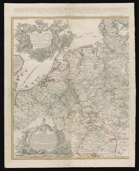 [Western Part of two sheet map] Francisco Lauredano Venetorum Principi Pio Felici Munifico Patribus Conscriptis Venetam Rep. Peregre ac domi feliciter gerentibus publicis consilü regundis, reilitterarae administrandae praefectis Prospectum hunc praesentis