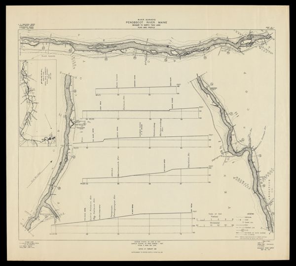 River Surveys : Penobscot River Maine, Bangor to North Twin Lake, Plan and Profile