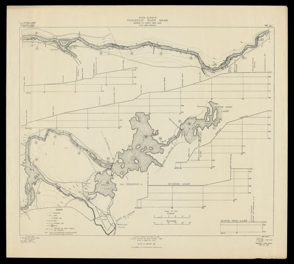 River Surveys : Penobscot River Maine, Bangor to North Twin Lake, Plan and Profile