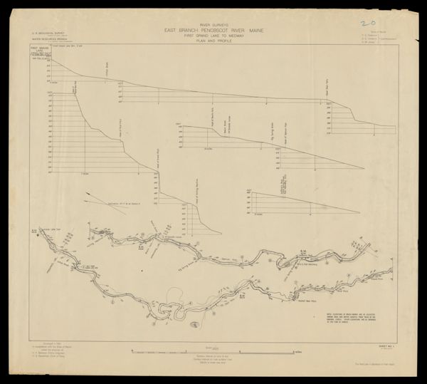 River Surveys : East Branch Penobscot River Maine, First Grand Lake to Medway, Plan and Profile