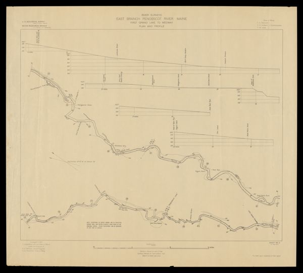 River Surveys : East Branch Penobscot River Maine, First Grand Lake to Medway, Plan and Profile