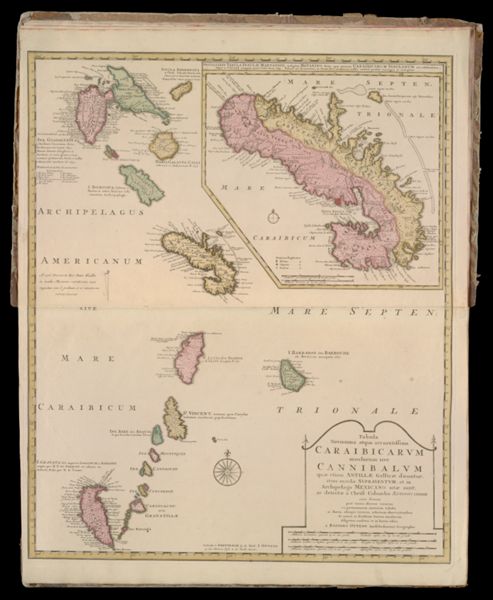 Tabula novissima atque accuratissima Caraibicarum insularum sive Cannibalum quae etiam Antillae Gallicae dicuntur, item insulae supraventum, et in archipelago Mexicano sitae sunt. ac detectae a Christ. Columbo A. CIC CCCC LXXXXIII... a Reinero Ottens Amstelaedamensi Geographo.