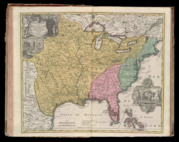 Amplissimae Regionis Mississipi seu Provinciae Ludovicianae â R.P. Ludovico Hennepin Francisc Miss in America Septentrionali Anno 1687. detectae nunc Gallorum Coloniis et Actionum Negotiis toto orbe celeberrimae, Nova Tabula edita a. Jo. Bapt. Homanno S.