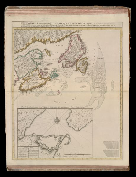 Carte nouvelle contenant la partie d' Amerique la plus septentrionale, ou sont exactement dêcrites les provinces suivantes comme le Canada ou Nouvelle France, la Nouvelle Ecosse, la Nouvelle Angleterre, les Nouveaux PaÏs Bas, la Pensylvanie, la Virginia,