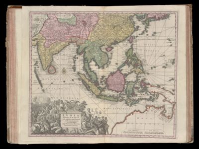 India orientalis, cum adjacentibus insulis nova delineatione ob oculos prosita per Matthaeum Seutter. Chalcogr. August.