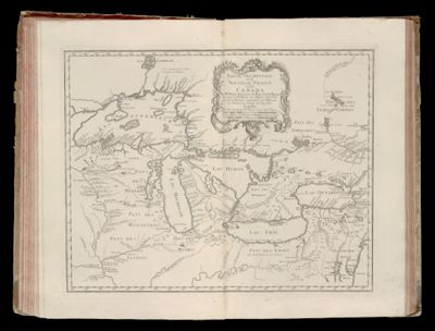 Partie Occidentale de la Nouvelle France ou du Canada par Mr. Bellin Ingenieur du Roy et de la marine pour seruir à l'intelligence des affaires et de l'etat present en Amerique communiquée au public par les Heritiers de Homan en l'an 1755.