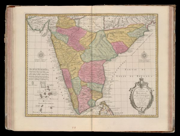 Carte des côtes de Malabar et de Coromandel presentée au Roy par son tres humble tres obeissant et tres fidele sujet G. Delisle. à Amsterdam chez Pierre Schenk l'entrée du Warmoes-straat.