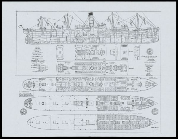 Twin Screw R.M.S. Carpathia General Arrangement