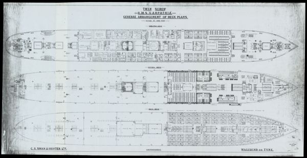 Twin Screw R.M.S. Carpathia General Arrangement