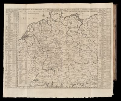 Nouvelle carte de l'Alemagne ave des tables des branches de la noblesse et les lieux les plus Remarquables de leurs residance. Tome 2. No. 22.