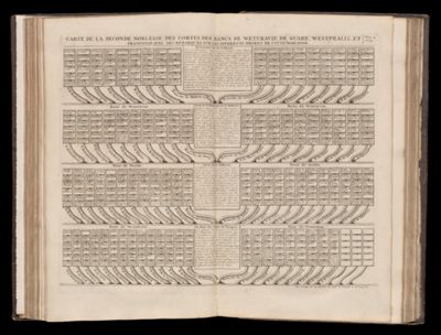 Carte de la seconde noblesse des comtes des bancs de Weteravie, de Suabe, Westphalie, et Franconie; avec des remarques sur les diferents degrez de cette noblesse. Tome 2. No. 31