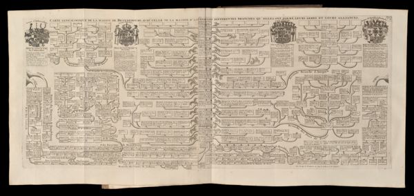 Carte genealogique de la maison de Brandebourg, avec celle de la maison d'Ascanie les differentes branches q. u' elles ont formé, leurs armes et leurs alliances. Tome 2 No. 34