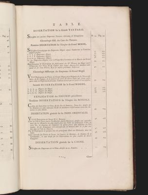 Table pour l'ordre & l'arrangement du Tome Cinque'me de L'Atlas Historique.