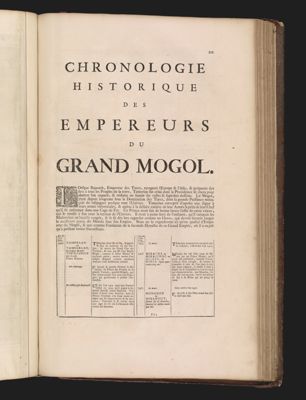 Chronologie historique des Empereurs du Grand Mogol.