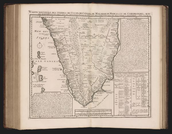 Carte nouvelle des Terres de Cucan, de Canara, de Malabar, de Madura, et de Coromandel...