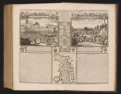 Succession des empereurs du Japon avec une description du meurtre de l'empereur Cubo et la reception des ambassadeurs Hollandois en ce pays la.